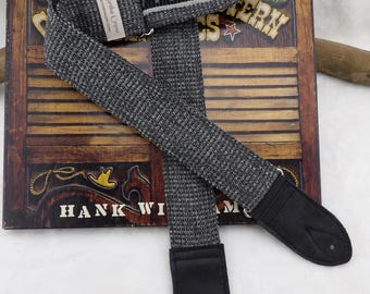 Handmade Black and Gray 2" Guitar Strap by Martha Crow