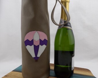 Hot Air Balloon Leather Wine, Champagne or Liquor Tote
