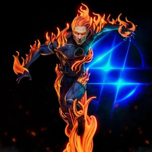Human Torch Fantastic Four High Detail Figure Statue 3d Model 3d Paint 3d Printer STL files