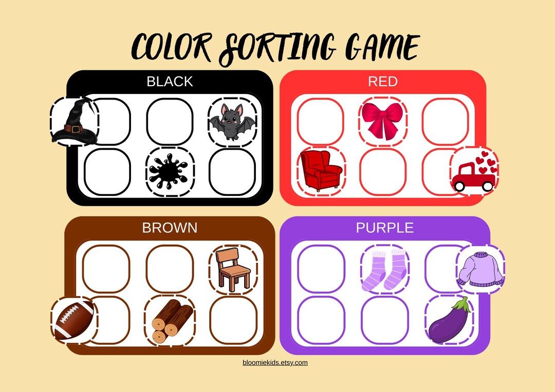 Preschool Color Sorting Game / Digital Educational Product - Etsy