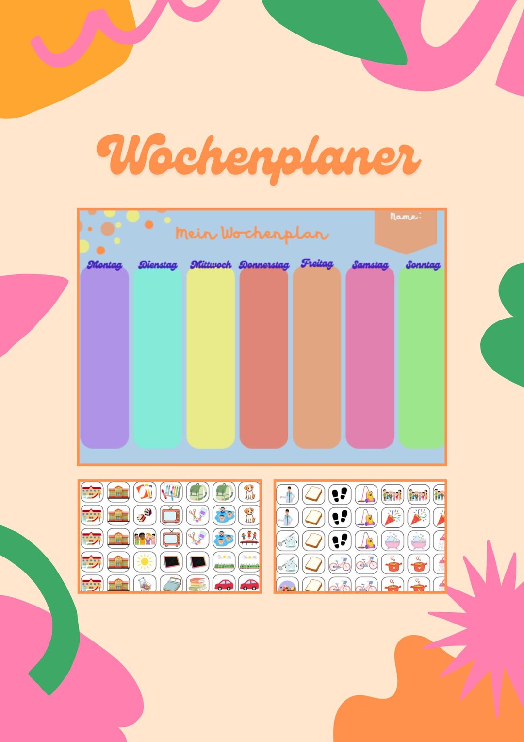 Wochenplan Kinder - zum selbst ausdrucken - Etsy.de