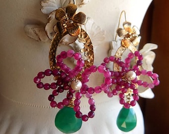 Quartz and goldfill vintage findings earrings