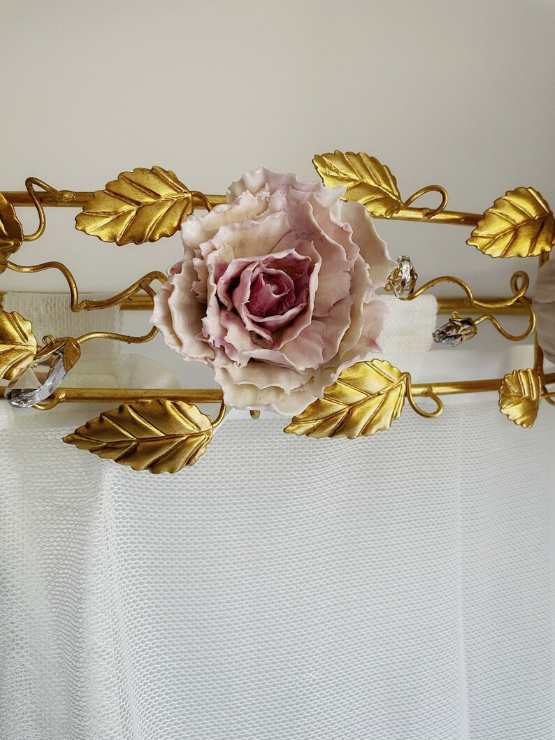 Luxury Gold Leaf Wrought Iron Crib Bed Canopy Leaves Porcelain Etsy