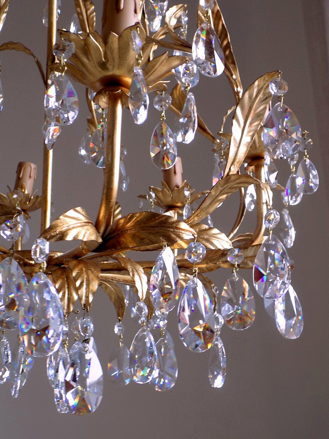 Gold leaf 2025 crystal chandelier