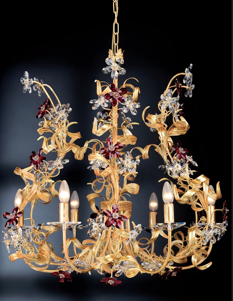 Gold Leaf Birdcage Crystal Chandelier 6 Arms With Clear and Etsy