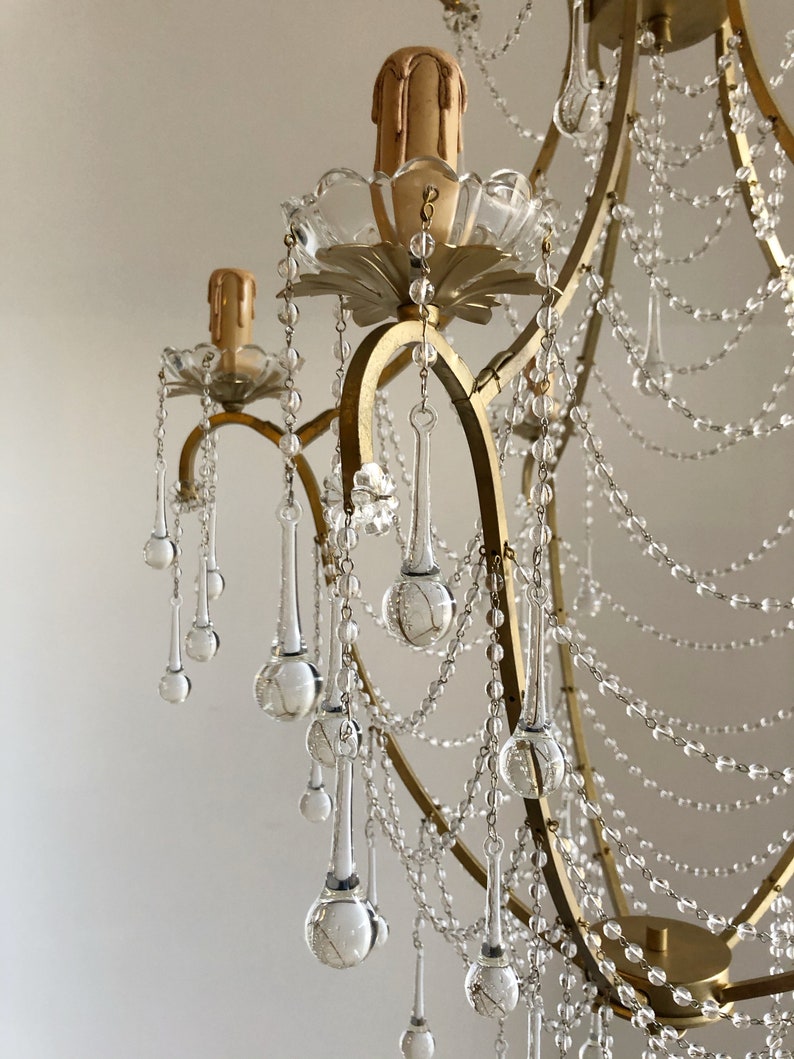 Birdcage Brass Chandelier Antique Gold Crystal Chandelier Etsy