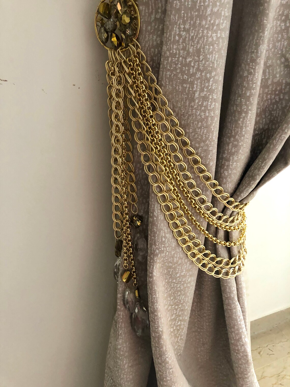 SET OF 2 X 37.4 Gold Drapery Holders Gold Chain Etsy