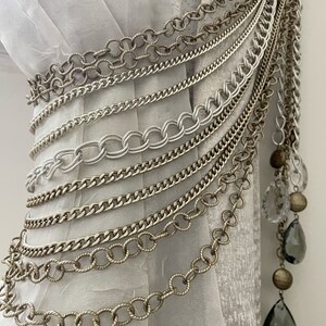 SET of 2 X Curtain Tiebacks, Antiqued Bronze and Silver Chains- Drapery ...