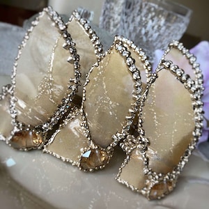 SALE 24 kt goldfill 6 luxury and exclusively designed napkin rings, pearls and Swarovski butterflies