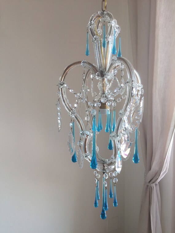 Rare Antique Drops Maria Teresa Crystal Birdcage Chandelier