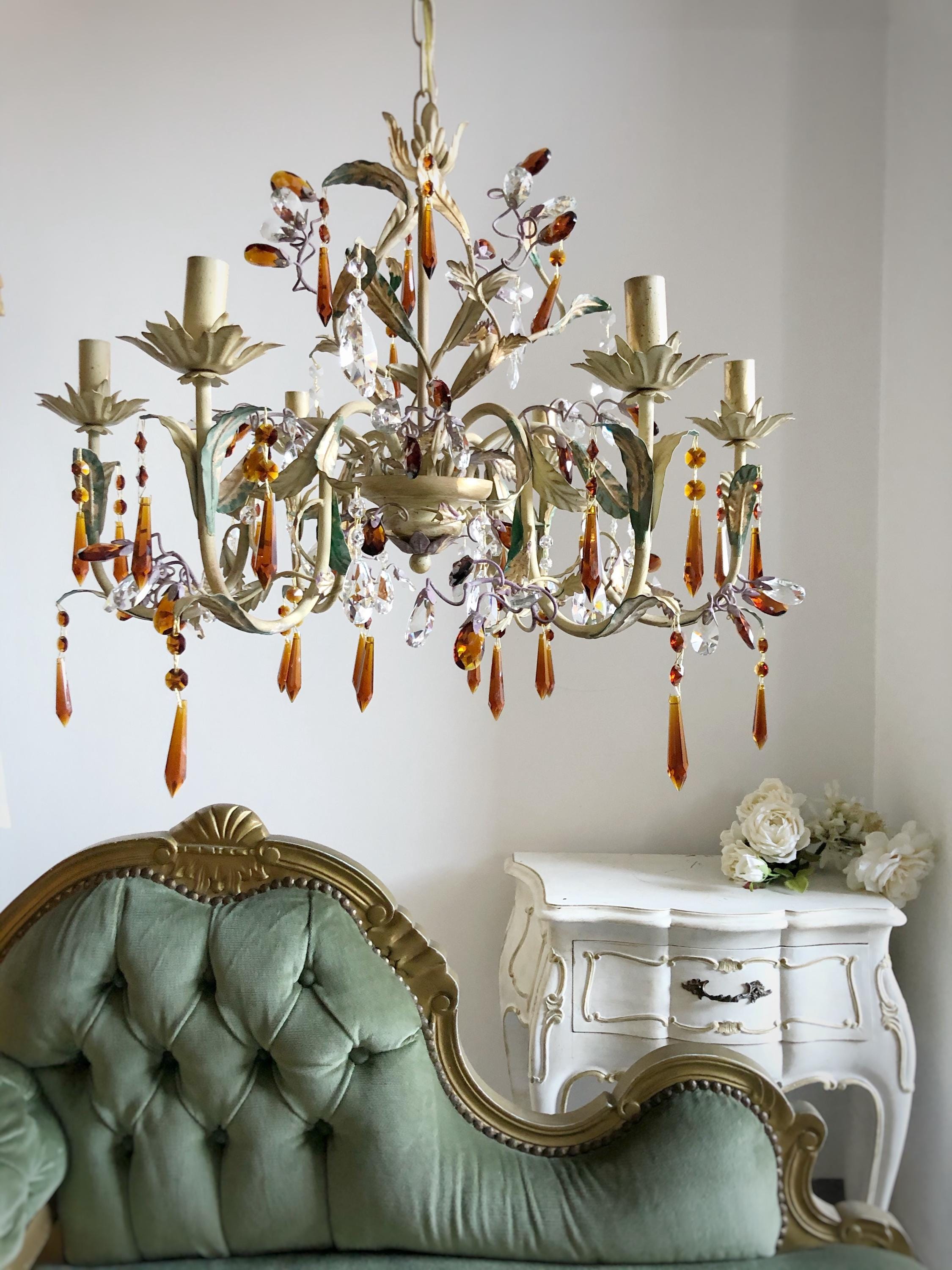 Lustre vénitien classique en verre et métal fabriqué en Italie