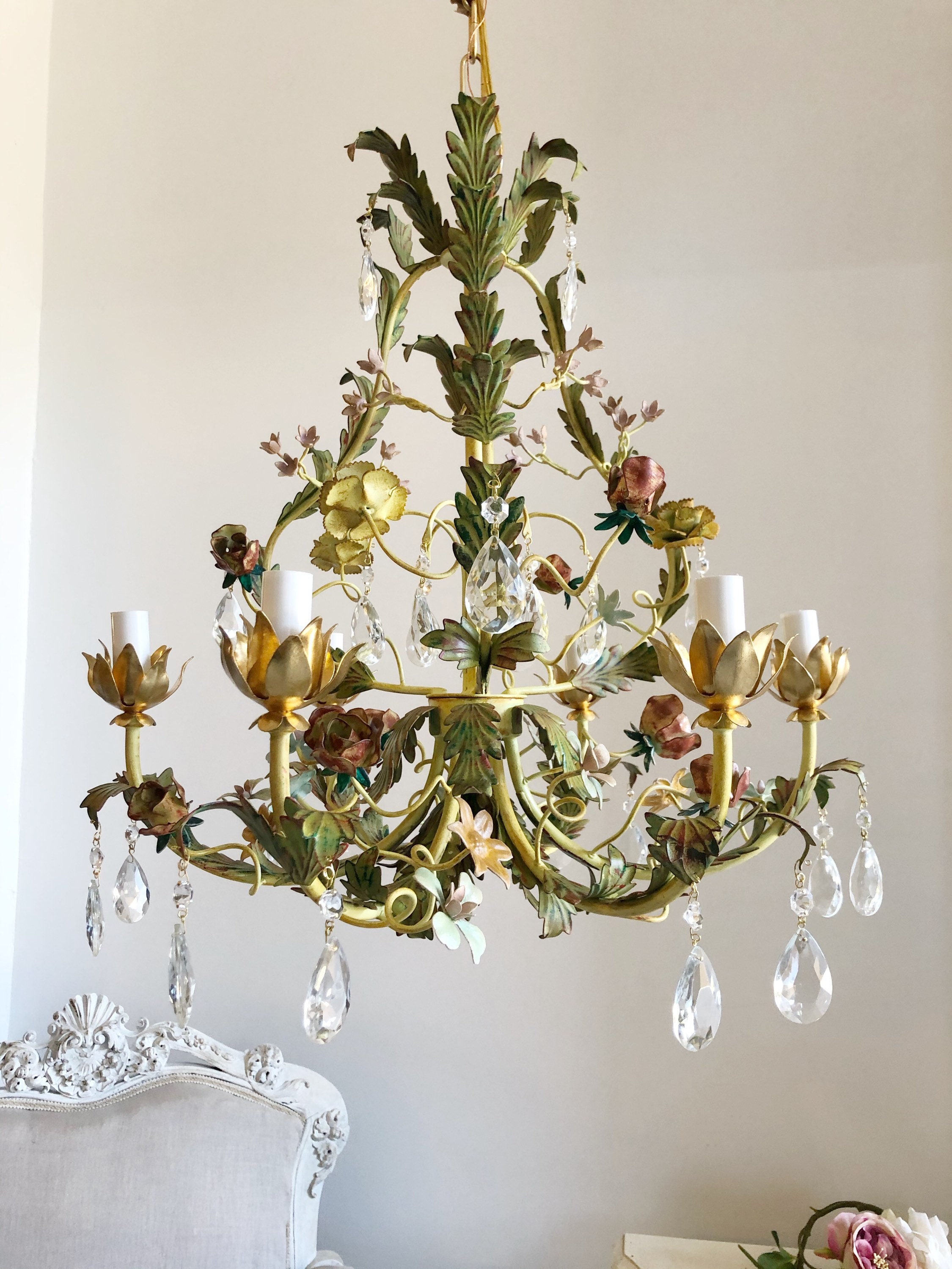 Antique flower chandelier deals