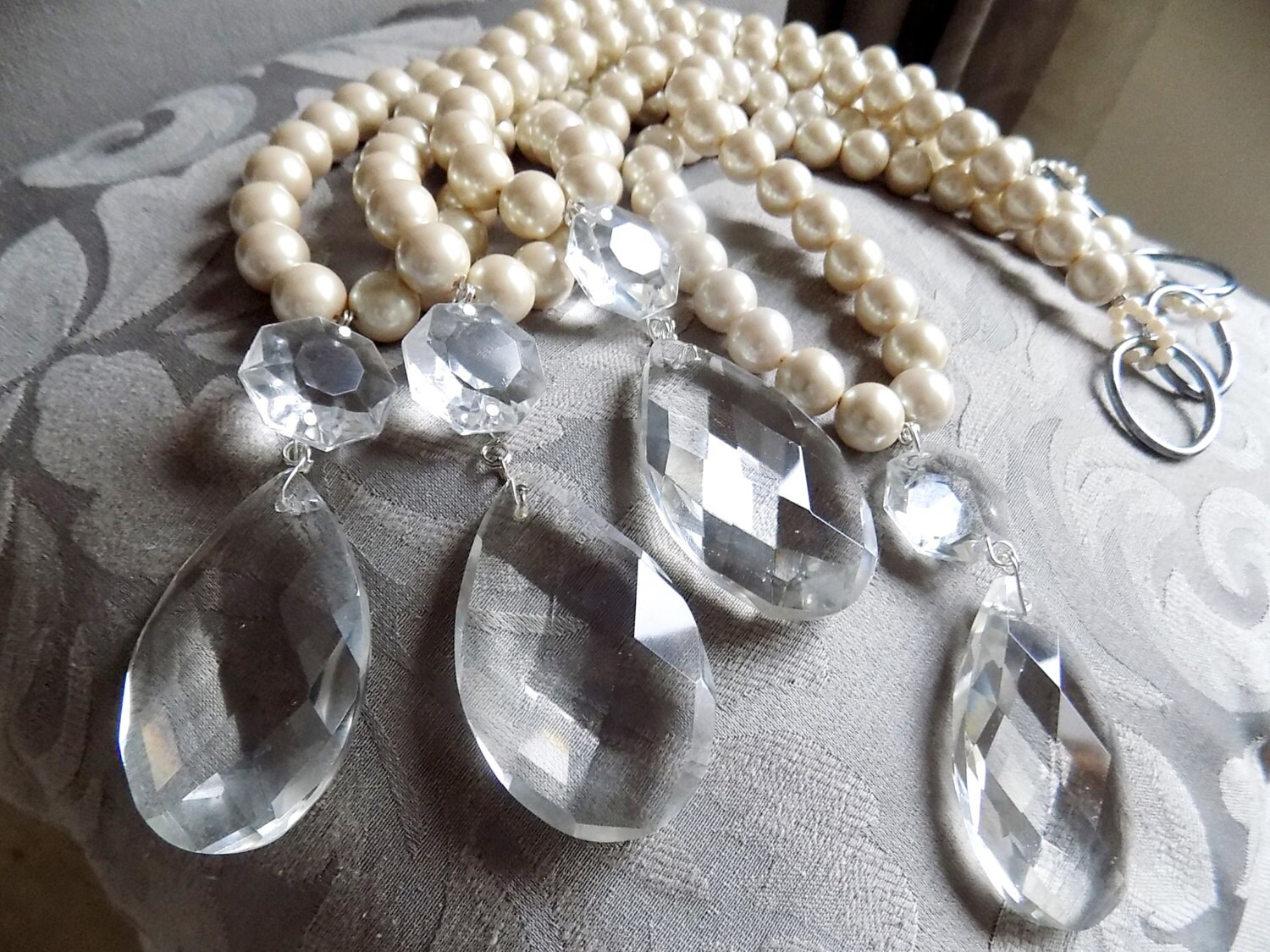 SET of 4 Decorative Luminous Faux Pearls Tieback With Vintage Glass ...