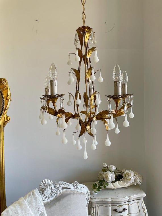 アンティーク ガラスのシャンデリア 超希少イタリア製 3灯 ガラス