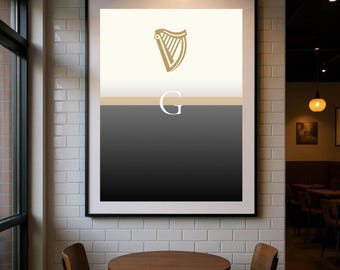 Guinness Harp Monogram Art Print: Irish Pub Decor (Digital Download)