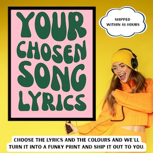 Stampa personalizzata dei testi delle canzoni, poster d'arte musicale, regali con le tue canzoni preferite - da A1 ad A5 - scegli il colore e il testo, regalo personalizzato, regalo personalizzato.