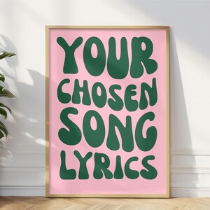 Impresión de letras de canciones personalizadas, póster de arte musical, regalos de canciones favoritas: A1 a A5: seleccione su color y letra, regalo personalizado, regalo personalizado.