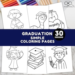 Graduation Coloring Pages for Older Kids | 30 Printable Coloring Sheets | Fun End-of-Year Activity Book | Instant Download PDF