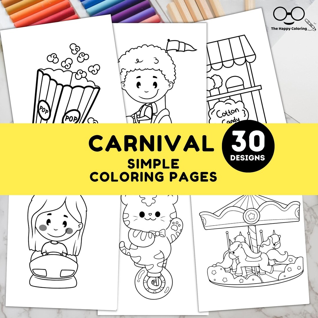 Carnival Fair Coloring Pages | Printable Ferris Wheel and Amusement ...