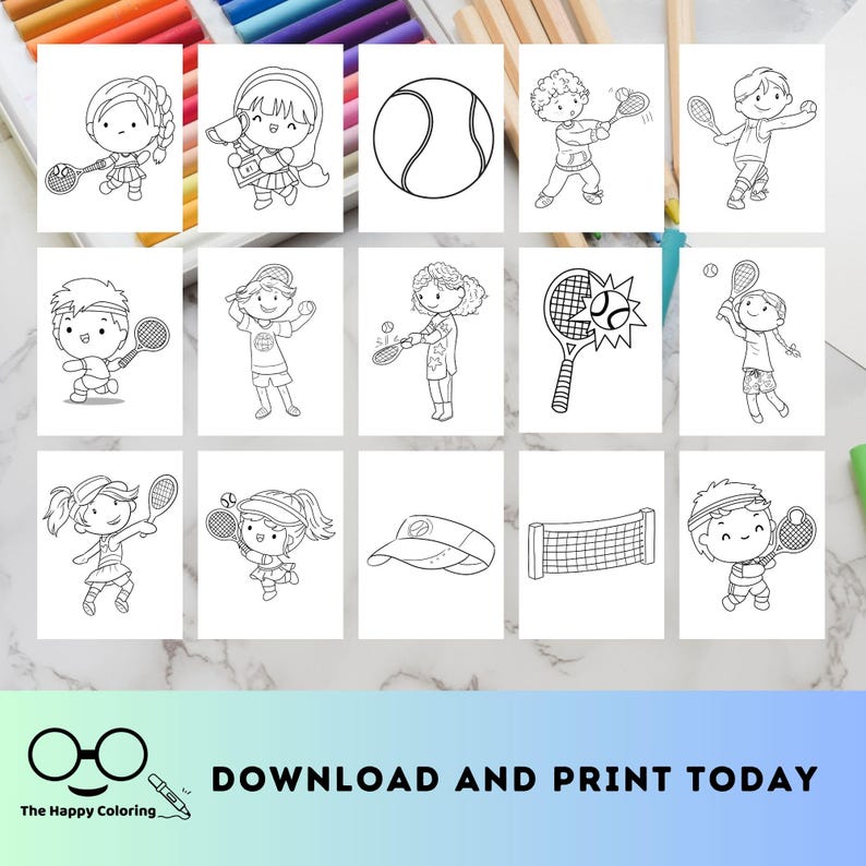 Tennis Coloring Pages | 30 Printable Sports-themed Sheets for Kids ...