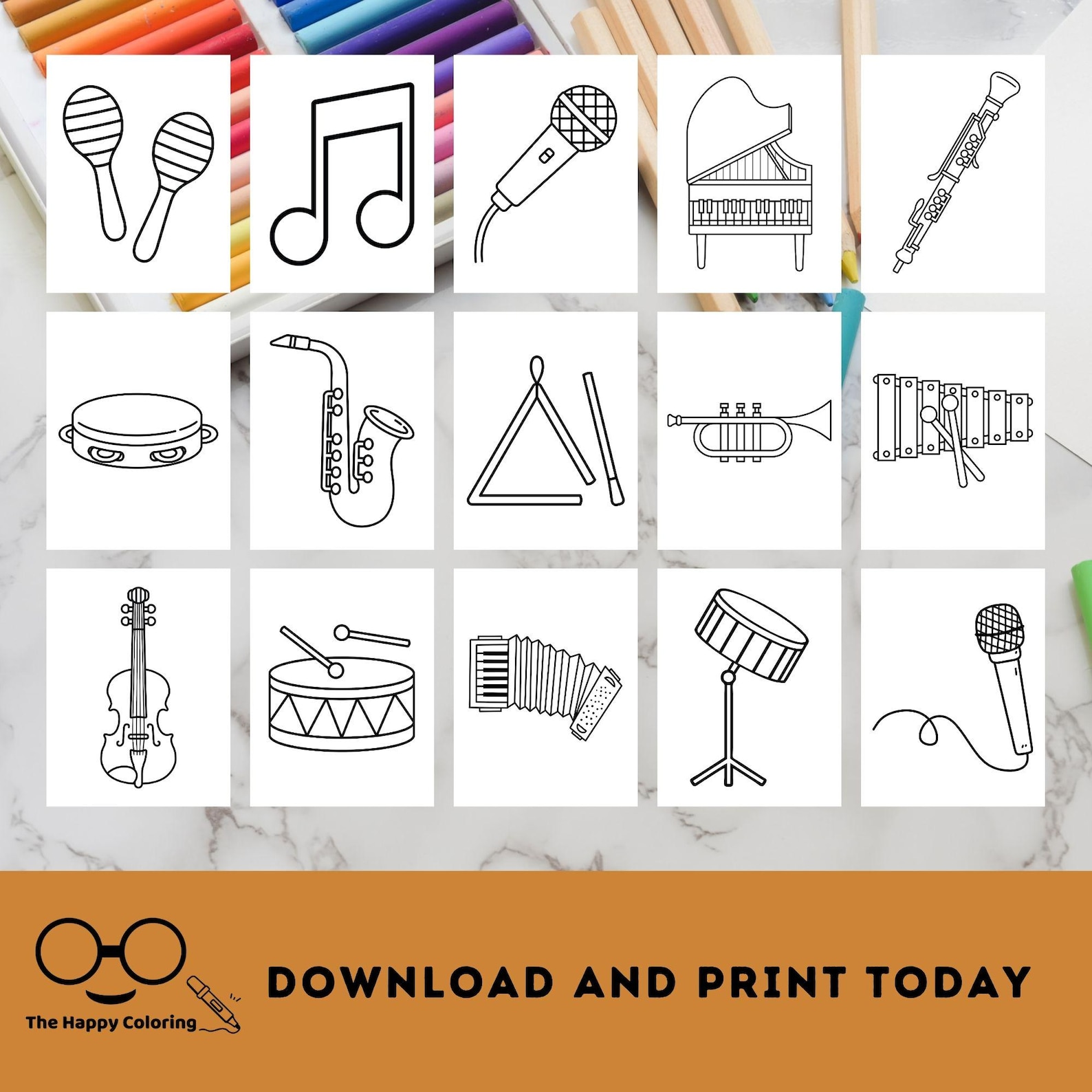 Musical Instruments Coloring Pages | 30 Printable Music Sheets for Kids ...