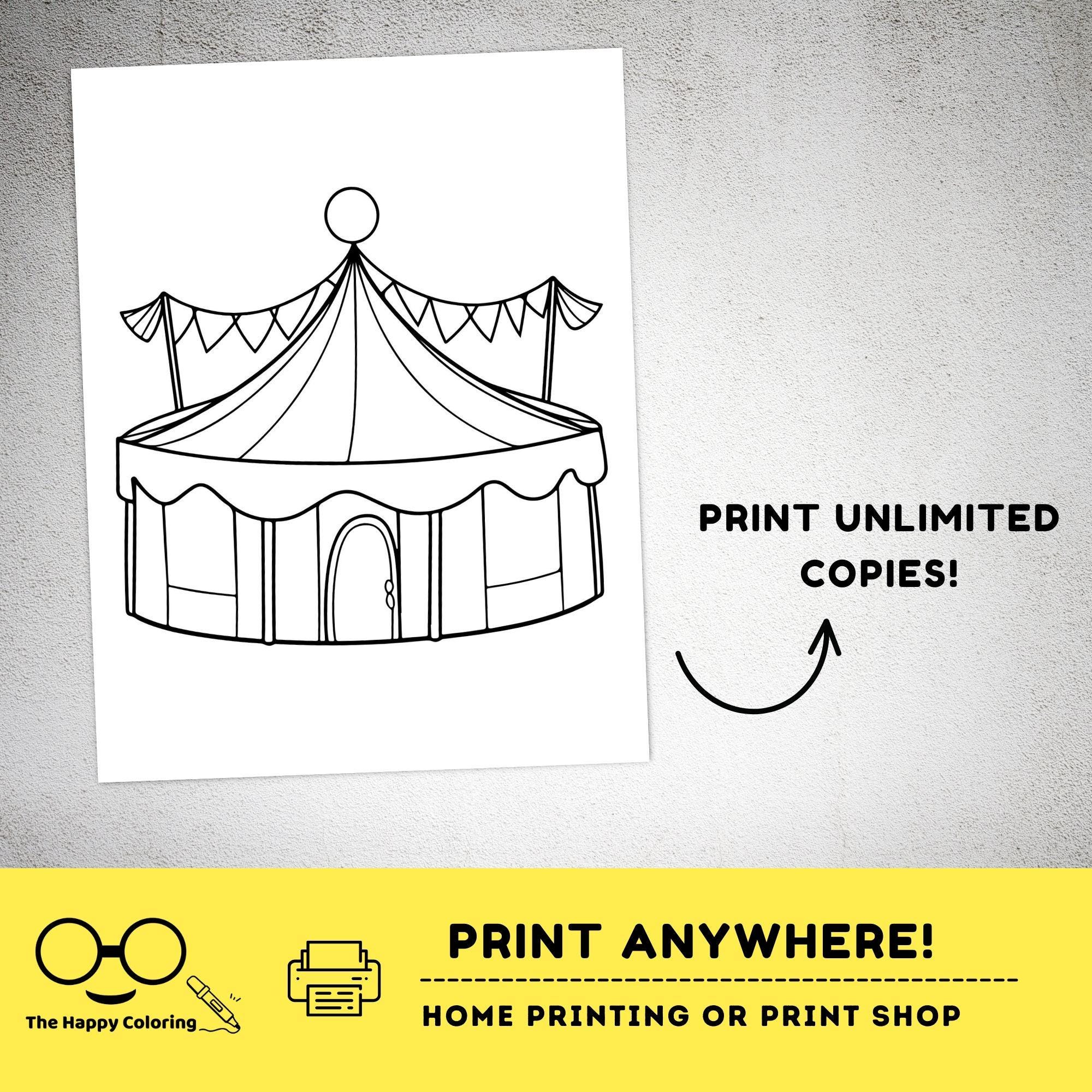 Carnival Fair Coloring Pages | Printable Ferris Wheel and Amusement ...
