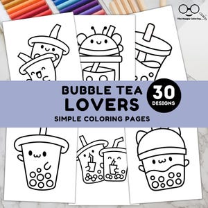 Bubble Tea Coloring Pages | 30 Printable Kawaii Boba Sheets for Teens & Adults | Cute Boba Lover Activity | Instant Download PDF