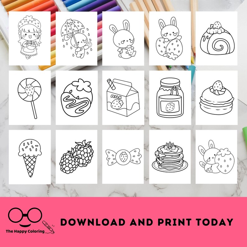 Berry Color Book Stack Berries Coloring Pages | Printable Strawberry Blueberry and Fruit ...
