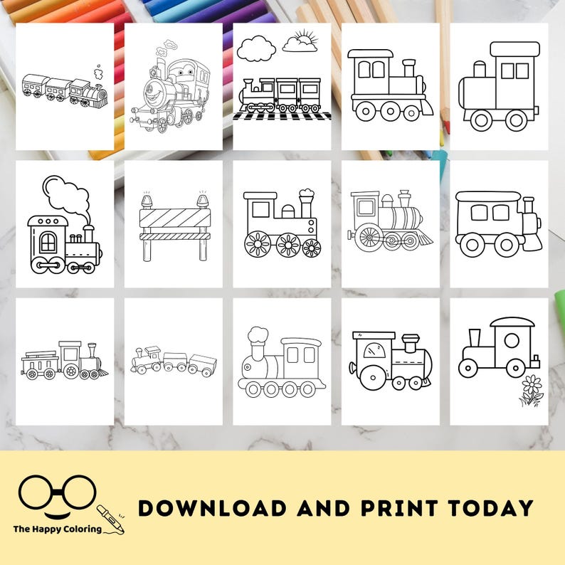 Cute Trains Coloring Pages | Printable Railway and Steam Engine Sheets ...