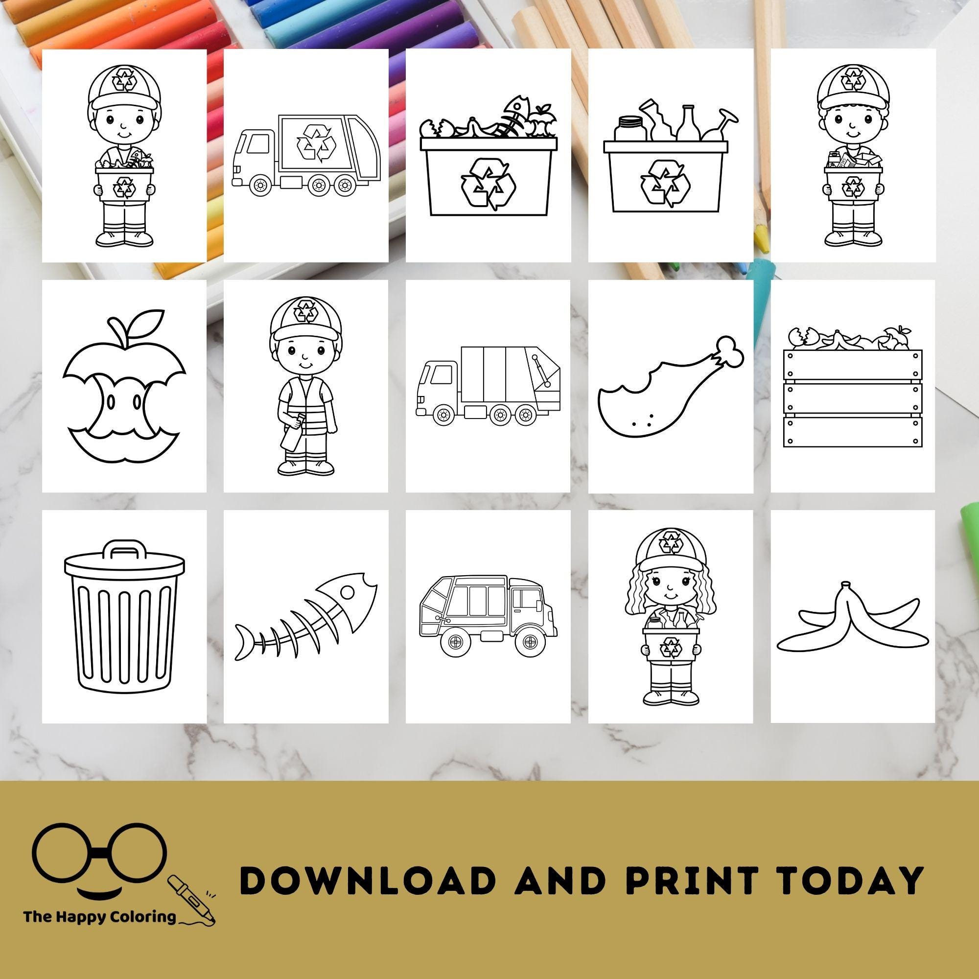 Garbage Truck Coloring Pages for Kids | 30 Printable Recycling & Trash ...