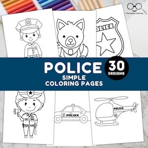 Police Coloring Pages Printable Police Car and Officer Sheets for Kids Toddlers and Preschool | Fun Community Helper Coloring Book PDF
