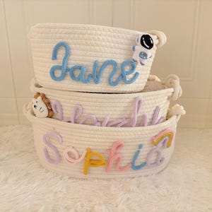 Personalisierter Babykorb, Babyparty-Geschenkkorb, Seil-Baumwollbaby-Geschenkkorb, Baby-Geschenkkorb, Spielzeugkorb, Neugeborenen Geschenk, Babynamengeschenk