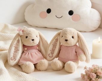 Baby Shower Gift, Custom Monogrammed Bunny Rabbit, Personalized Embroidered Bunny, Soft Plush Toy, Baby Gift, Newborn Gift, Flower Girl Gift