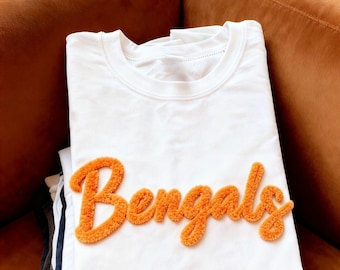Custom Chenille Embroidered Sweatshirt, Fuzzy Letter Game Day Shirt