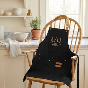 Personalized Hand Embroidered Apron,Custom Kitchen Apron,Embroidered with Name or Logo,Thoughtful Gift for Family or Friends image 9