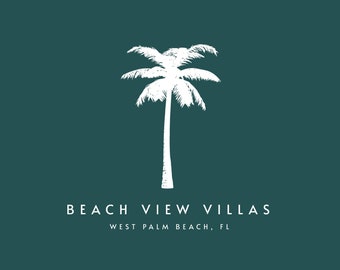 Premade logo - classy logo, property logo, beach house logo, boutique logo, coastal minimalistic logo, rental property logo, palm tree logo