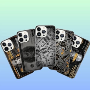 Custodia per telefono con motivo dollaro nero, per iPhone 16e, 15, 14, 13, 12, 11, Google Pixel 9 Pro, 8, 7A, Samsung S25 edge, S24 FE, A71, A36