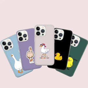 Custodia per telefono con meme di anatra, custodia divertente per oca per iPhone 16e, 15, 14, 13, 12, 11, Google Pixel 9 Pro, 8, 7A, Samsung S25 edge, S24 FE, A71, A36
