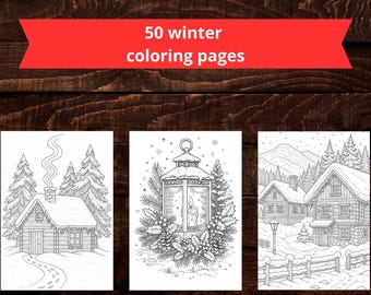 50 winterkleurplaten in PDF-formaat – Gezellige printbare landschappen voor kinderen en volwassenen