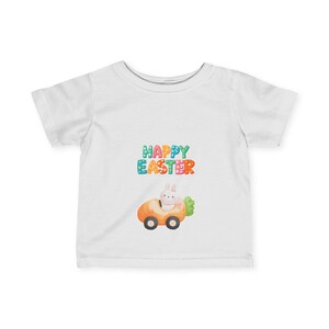 Happy Easter Infant Tee, Cute Baby Easter Shirt, Toddler Easter Outfit, Spring Holiday Clothing, Bunny Car Design