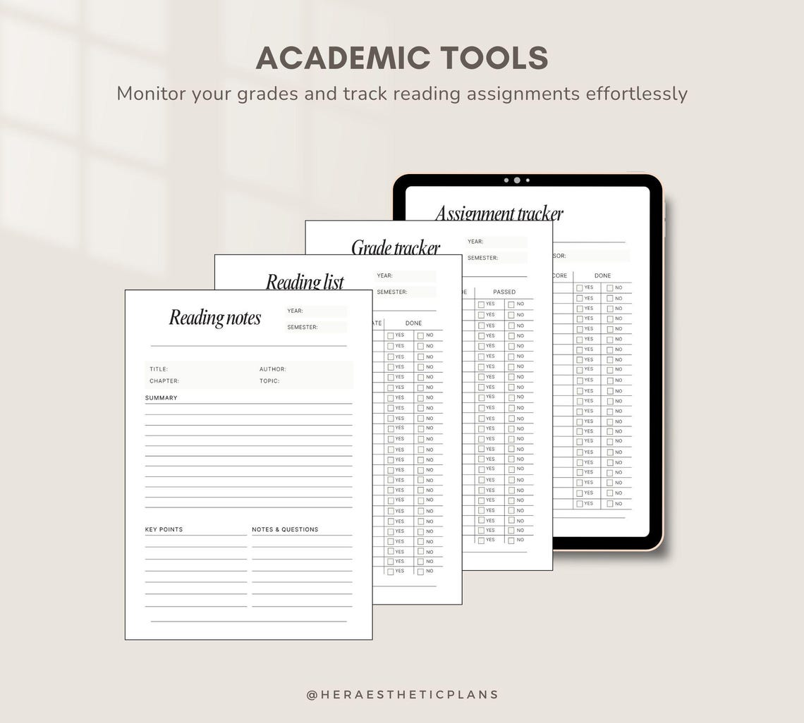 Digital Student Planner Academic Diary 2025-2026 All in One University ...