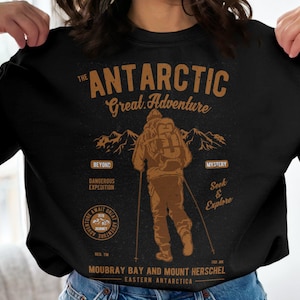 Impresión de La gran aventura antártica, póster de Dangerous Expedition, arte de pared del monte Herschel en la bahía de Moubray, decoración vintage de la Antártida oriental
