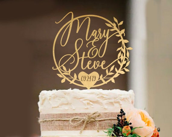 Rustic Wedding Cake Topper Bride And Groom Wedding Cake Etsy