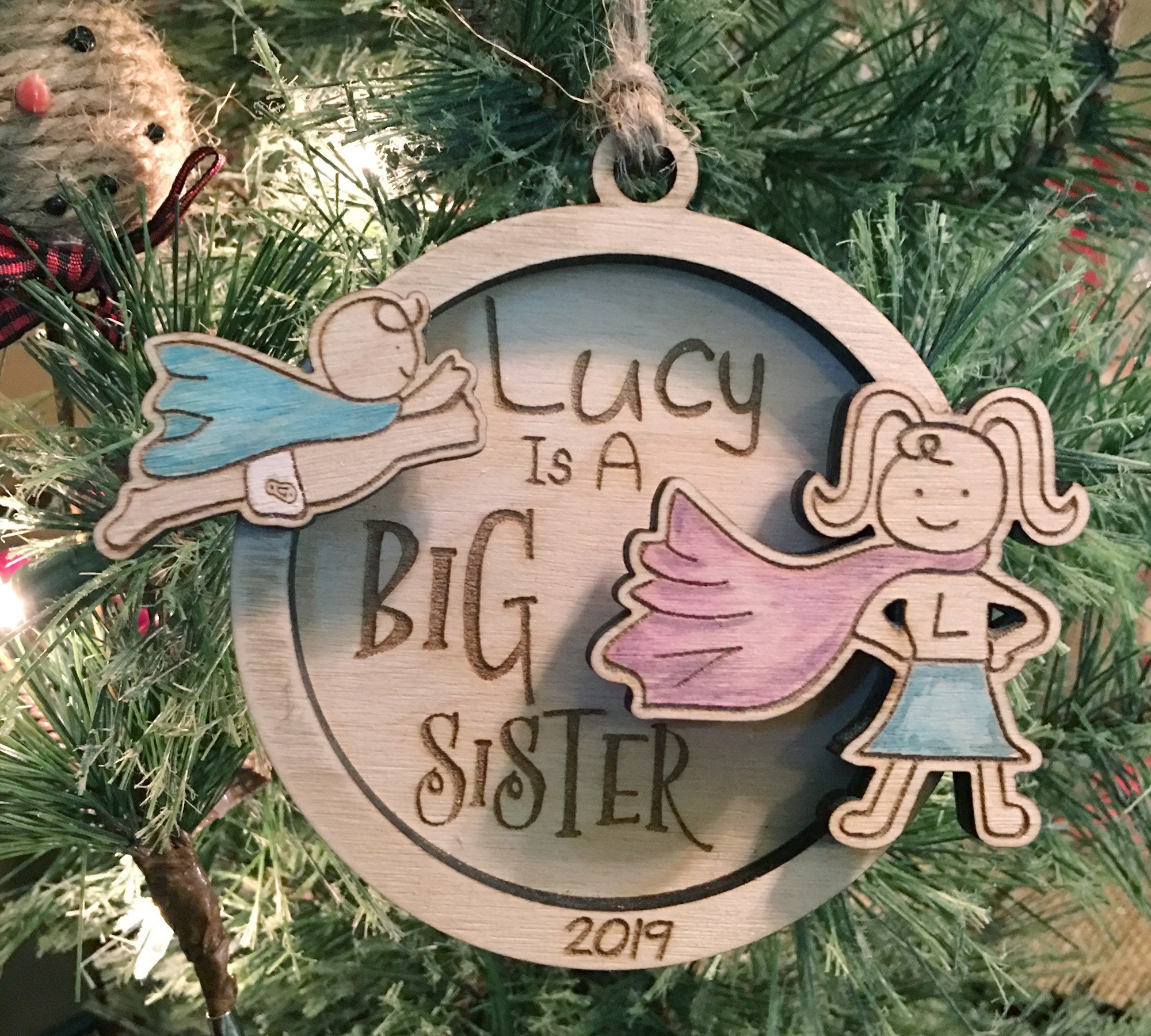 Engraved Big Sister Wood Christmas Ornament Personalized Etsy