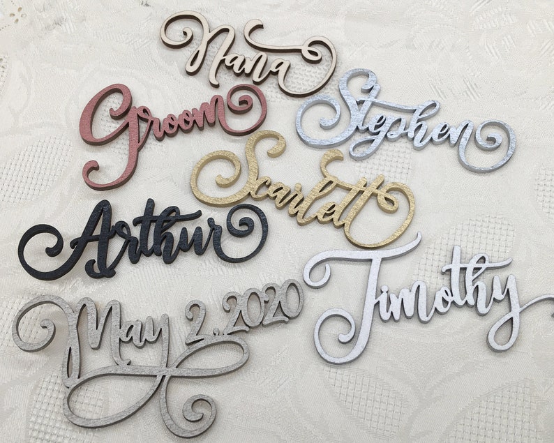 Personalized Wooden Name Tags Wedding Place Seating Signs Etsy