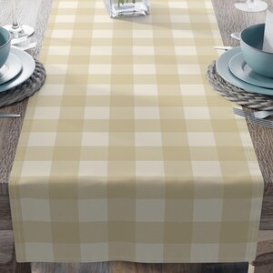 Buffalo Plaid Table Runner, Gingham Farmhouse Decor , Cottage Core Decor, 2 Sizes and Fabric Options, Plaid Table Runner,Beige Buffalo Check
