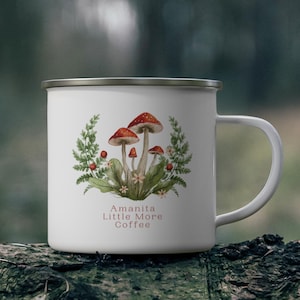 Mushroom Mug, Mycologist Gift, Handmade Mushroom Mug, Mushroom Enamel Mug, Gifts for Nature Lovers, Mycologist , Gift for Mycologist