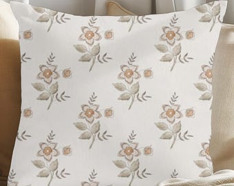 Vintage Wildflower Throw Pillow, Cottagecore Floral Decor
