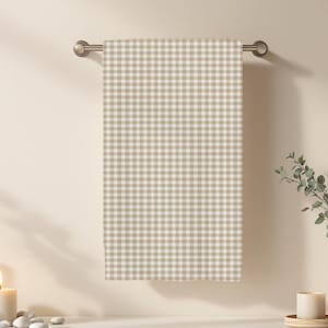 Serviette à main vichy beige, serviette à carreaux de ferme, décoration de salle de bain champêtre, serviette Cottagecore rustique, salle de bain Cottagecore, serviette à main carreaux
