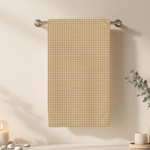 Serviette de bain Vichy moutarde, serviette de bain à carreaux de ferme, déco de bain vichy jaune, salle de bain champêtre, serviette de bain vichy jaune, salle de bain champêtre